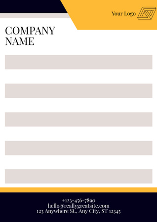 Empty Blank with Yellow and Black Pieces Letterhead Design Template