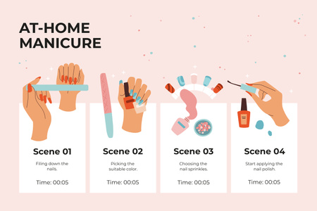 Salon Manicure procedure Storyboard Tasarım Şablonu