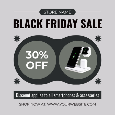 Black Friday Sale of Modern Devices and Smartphone Instagram Design Template