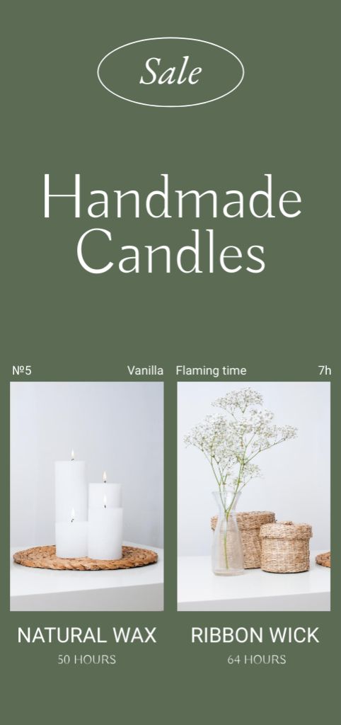 Ontwerpsjabloon van Flyer DIN Large van Handmade Candles Promotion on Green