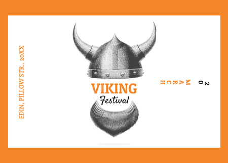 Designvorlage Viking Festival Announcement with Viking Helmet für Flyer 5x7in Horizontal