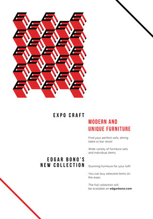 Furniture collection with geometric figures Poster 28x40in Design Template
