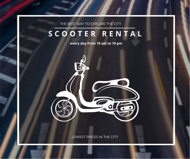 City Scooter Rental Offer Large Rectangle Design Template