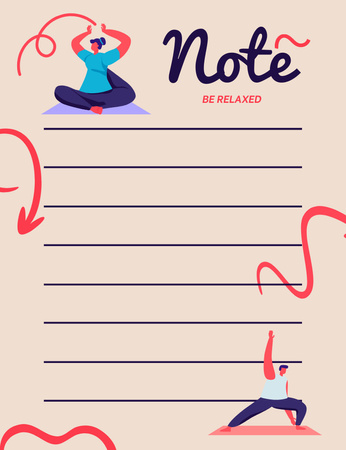 Designvorlage Illustrated Yoga Monthly Timetable für Notepad 107x139mm