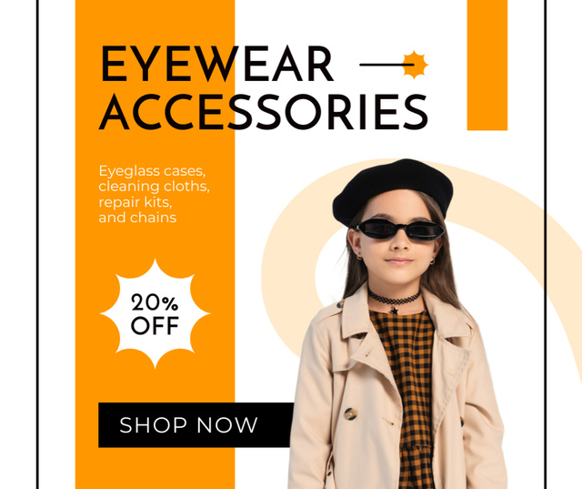 Discount on Accessories and Sunglasses for Children Facebook Πρότυπο σχεδίασης