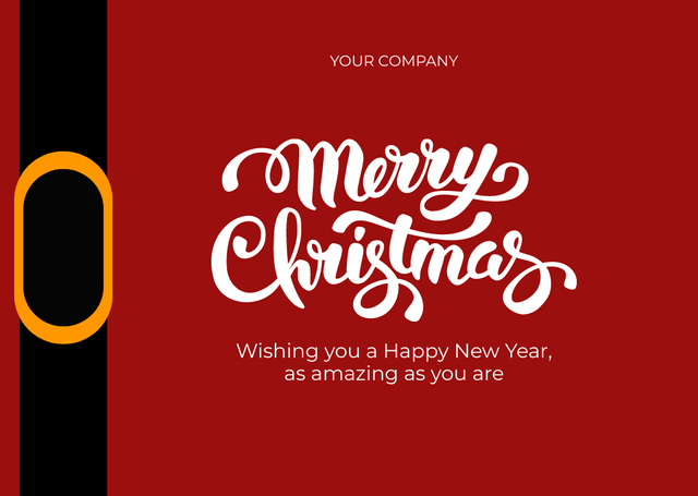 Christmas and New Year Wishes with Santas' Belt Postcard – шаблон для дизайну