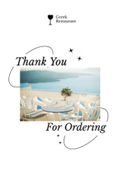 Gratitude from Greek Restaurant with Beautiful Seascape