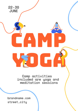 Designvorlage Yoga Camp Announcement für Poster A3
