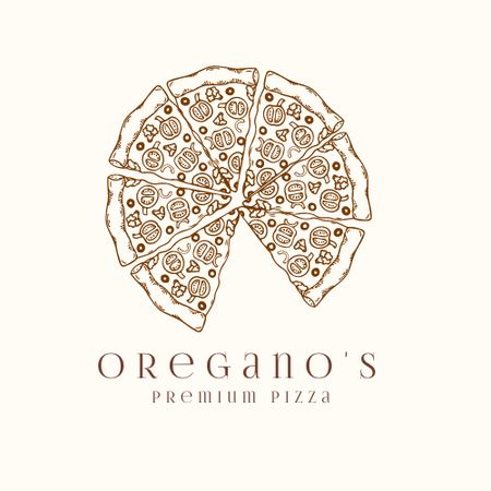 Oregano's premium Pizza logo Logoデザインテンプレート