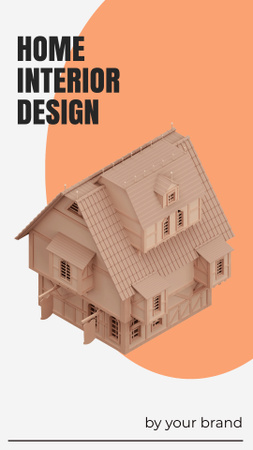 Home Interior Design Project with 3d House Illustration Mobile Presentation – шаблон для дизайну