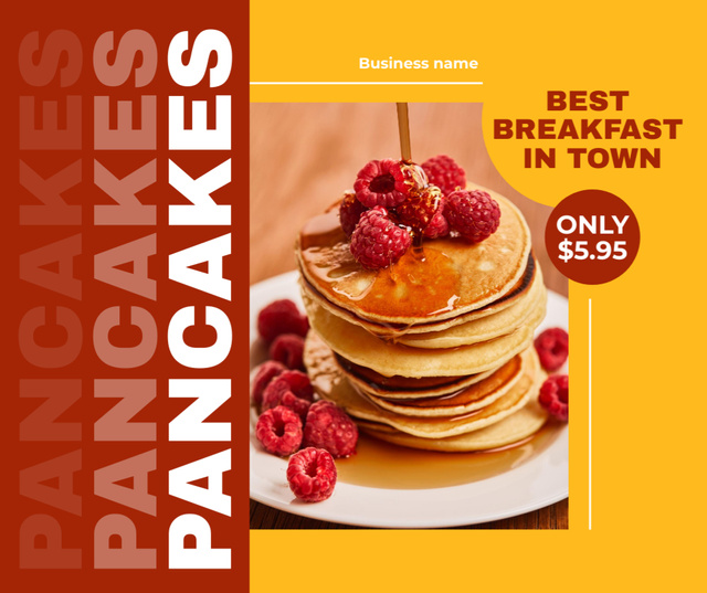 Offer of Best Breakfast in Town with Pancakes Facebook Design Template