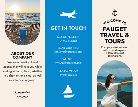 Travel Agency Services with Sea View Brochure 8.5x11in Design Template