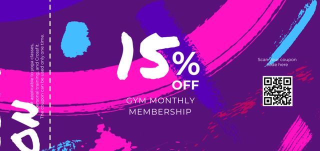 Awesome Gym Membership Monthly Sale Offer on Purple Coupon Din Large Design Template