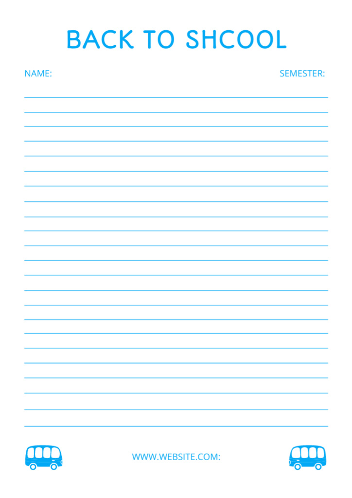 Platilla de diseño School Note Sheet in Blue Schedule Planner