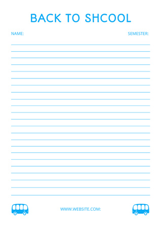 Folha de anotações escolares em azul Schedule Planner Modelo de Design