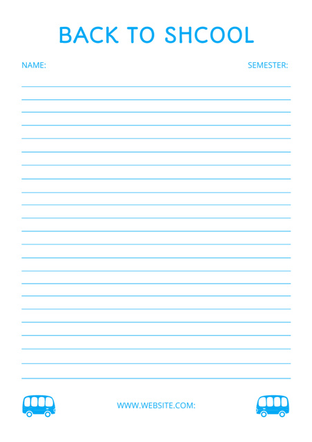 School Note Sheet in Blue Schedule Planner Tasarım Şablonu