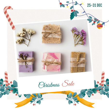 Karácsonyi eladó kézzel készített szappanbárok Instagram tervezősablon