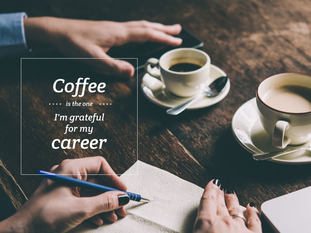 Template di design Business Quote with Coffee on Table Presentation