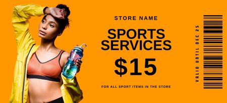 Sport Shop Discount Offer Coupon 3.75x8.25in Design Template