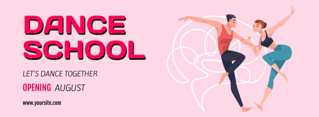 Promotion of Dance School with Dancing Couple Facebook cover – шаблон для дизайну