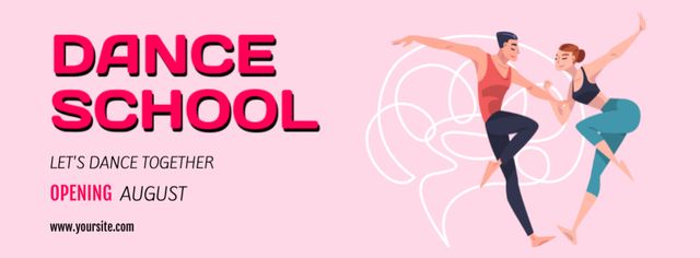Promotion of Dance School with Dancing Couple Facebook cover tervezősablon