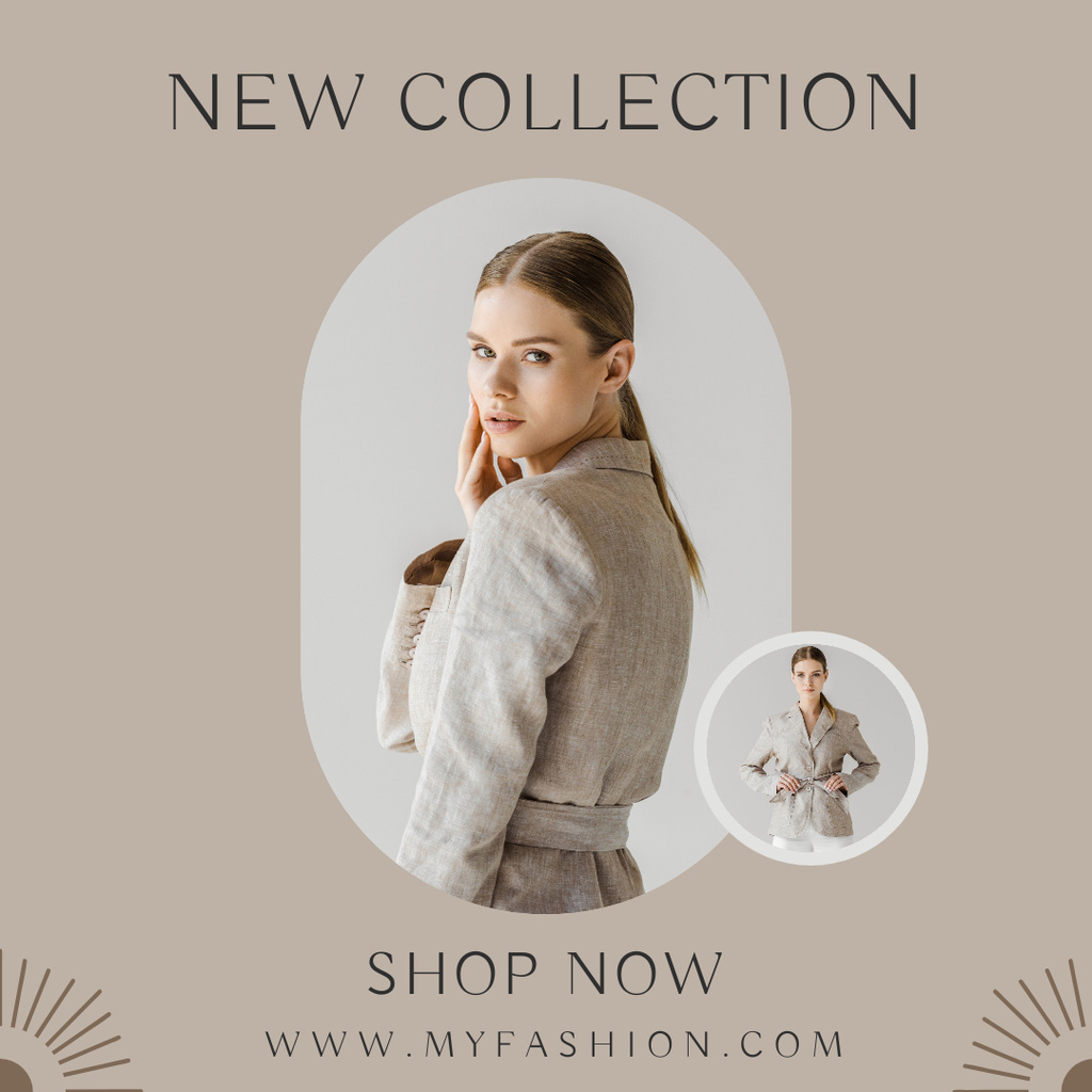 Lady in Coat for New Fashion Collection Anouncement  Instagram Design Template