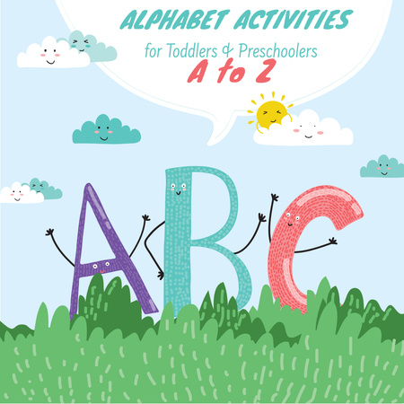 ABC funny letters for kids Instagram AD Design Template