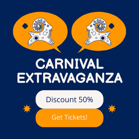 Zvýhodněné vstupné na Carnival Extravaganza Instagram Šablona návrhu