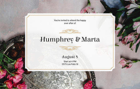 Template di design Wedding Invitation With Roses Invitation 4.6x7.2in Horizontal