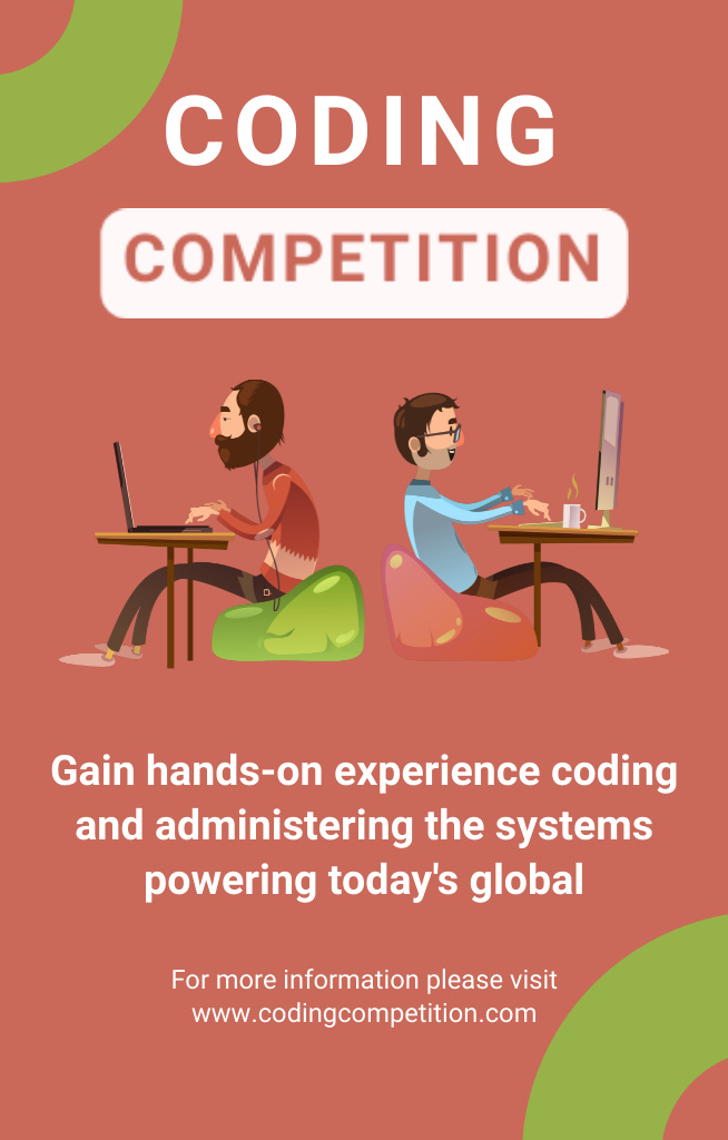 Competition For Programmers In Coding Invitation 4.6x7.2in – шаблон для дизайна