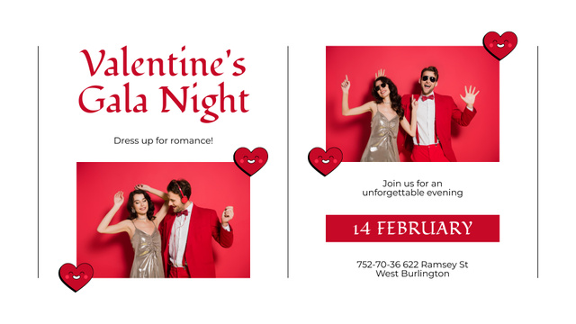 Valentine's Day Night Party FB event cover Šablona návrhu