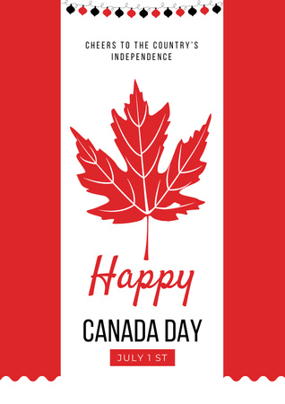 Anúncio adorável de comemoração do Dia do Canadá com bandeira do estado Poster Modelo de Design