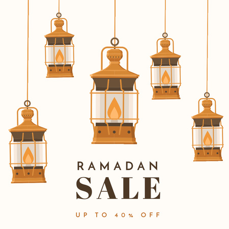 Ramadan Sale Ad with Lanterns Instagram Design Template