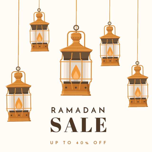 Ramadan Sale Ad with Lanterns Instagramデザインテンプレート