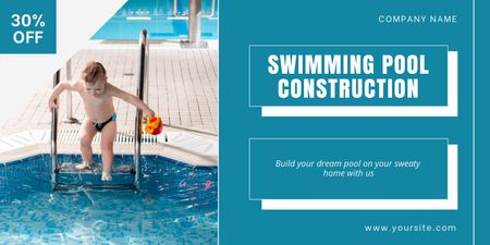 Designvorlage Offer Discounts on Pool Construction Services für Twitter