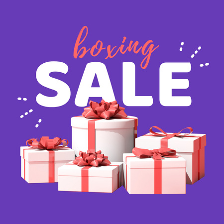 Winter Sale Announcement with Cute Gift Boxes Instagram Design Template