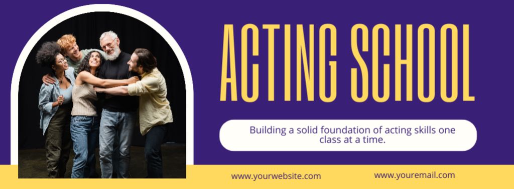Acting School Students with Teacher Facebook cover Design Template