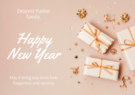 New Year Sale Greeting Presents And Decorations Postcard A5 – шаблон для дизайна