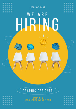 Graphic Designer Vacancy Ad with Empty Chairs Poster 28x40in Design Template