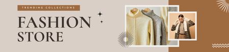 Plantilla de diseño de Anuncio de tienda de moda con mujer en elegante bufanda Ebay Store Billboard 