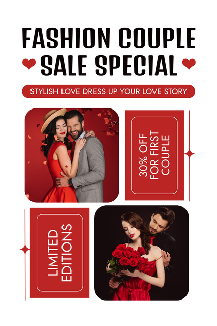 Limited Valentine's Day Fashion Sale For Couples Pinterest Design Template