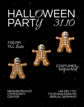 Halloween Party Announcement with Gingerbread Poster 22x28in Design Template