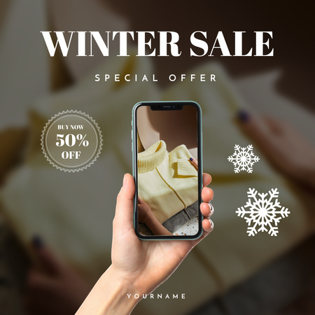 Ontwerpsjabloon van Instagram van Speciale aanbieding Winter Sale Warme kleding