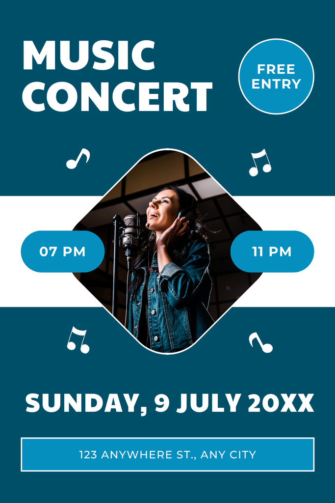 Template di design Vibrant Music Concert With Free Entry In Summer Pinterest