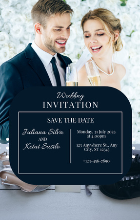 Wedding Ceremony Announcement Layout with Photo Invitation 4.6x7.2in Design Template