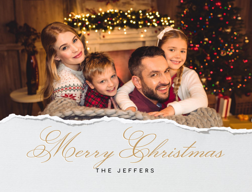 Christmas Cheers With Parents and Children Postcard 4.2x5.5in Šablona návrhu