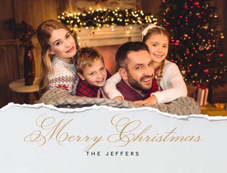 Karácsonyi üdvözlet szülőkkel és gyerekekkel Postcard 4.2x5.5in tervezősablon