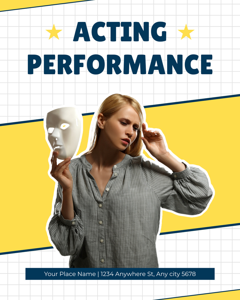 Acting Performance with Young Woman Instagram Post Vertical Design Template