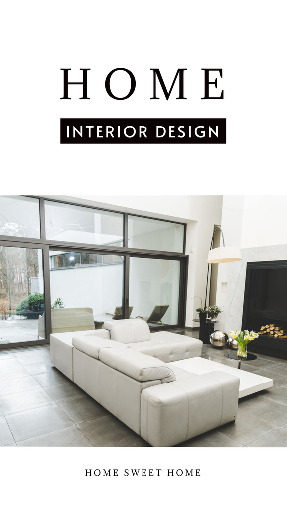 Home Interior Design Concept White and Grey Mobile Presentation Πρότυπο σχεδίασης