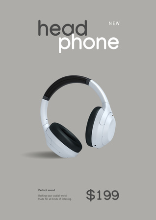 Plantilla de diseño de New Headphones Sale Ad Poster 